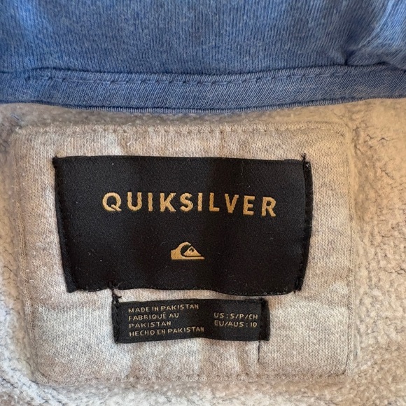 Boys Quiksilver Blue Full Zip Hoodie,‎ Sweatshirt, Green Logo, Youth Small / 10. - Picture 6 of 9
